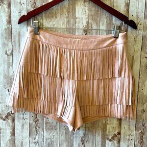 Blu Pepper Fringed Pink Suede Shorts Medium